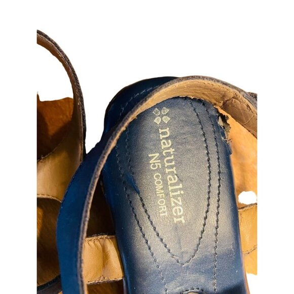 Naturalizer Womens Flat Slingback Sandals N5 Comport Navy Blue 7 1/2M - Picture 8 of 13